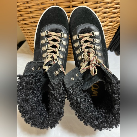 Sam Edelman Luther Sneaker boots, black suede, shearling Sz 8.5 - Picture 9 of 11